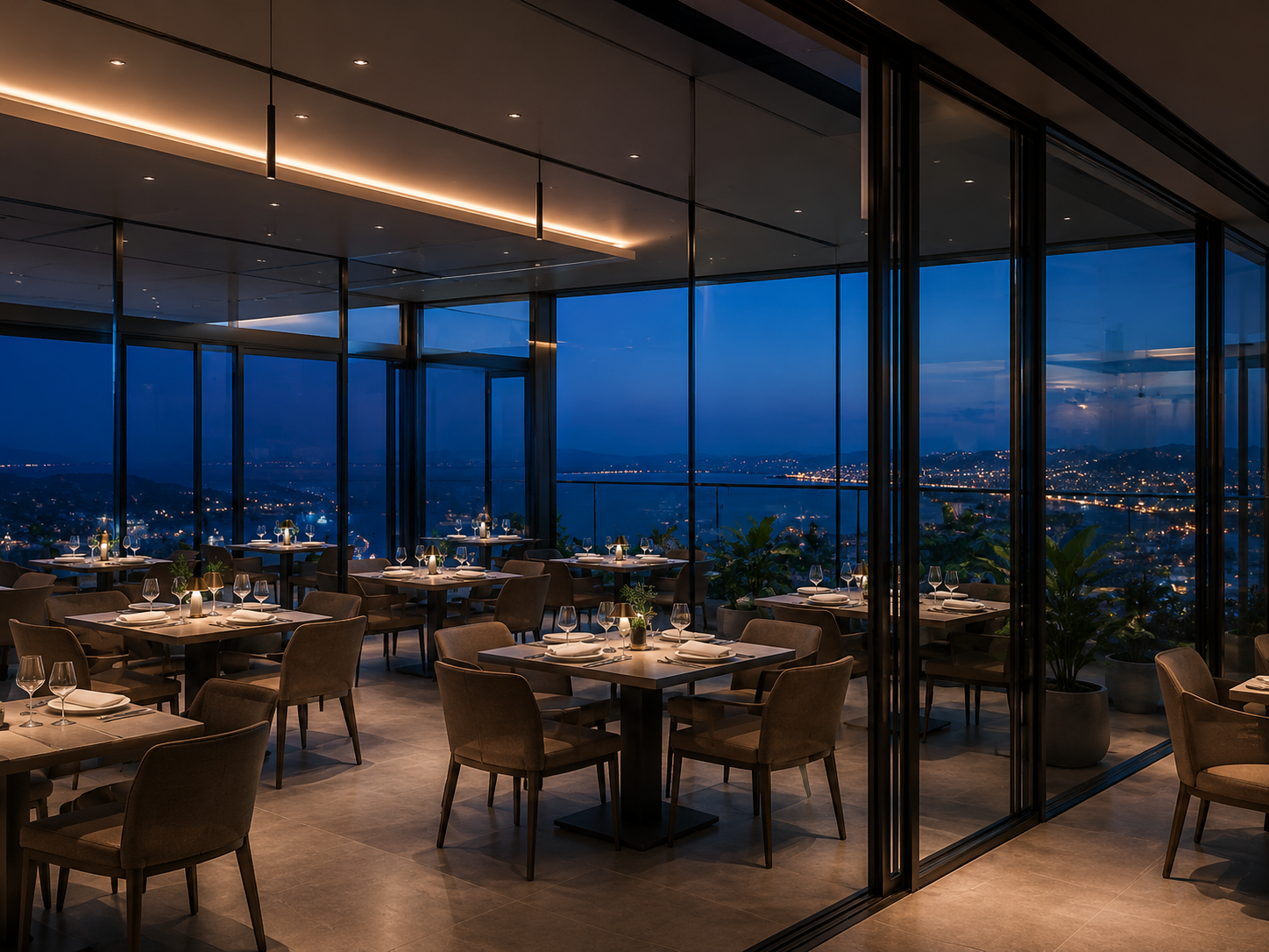 otel akıllı cam Otel restoran alanında akıllı cam