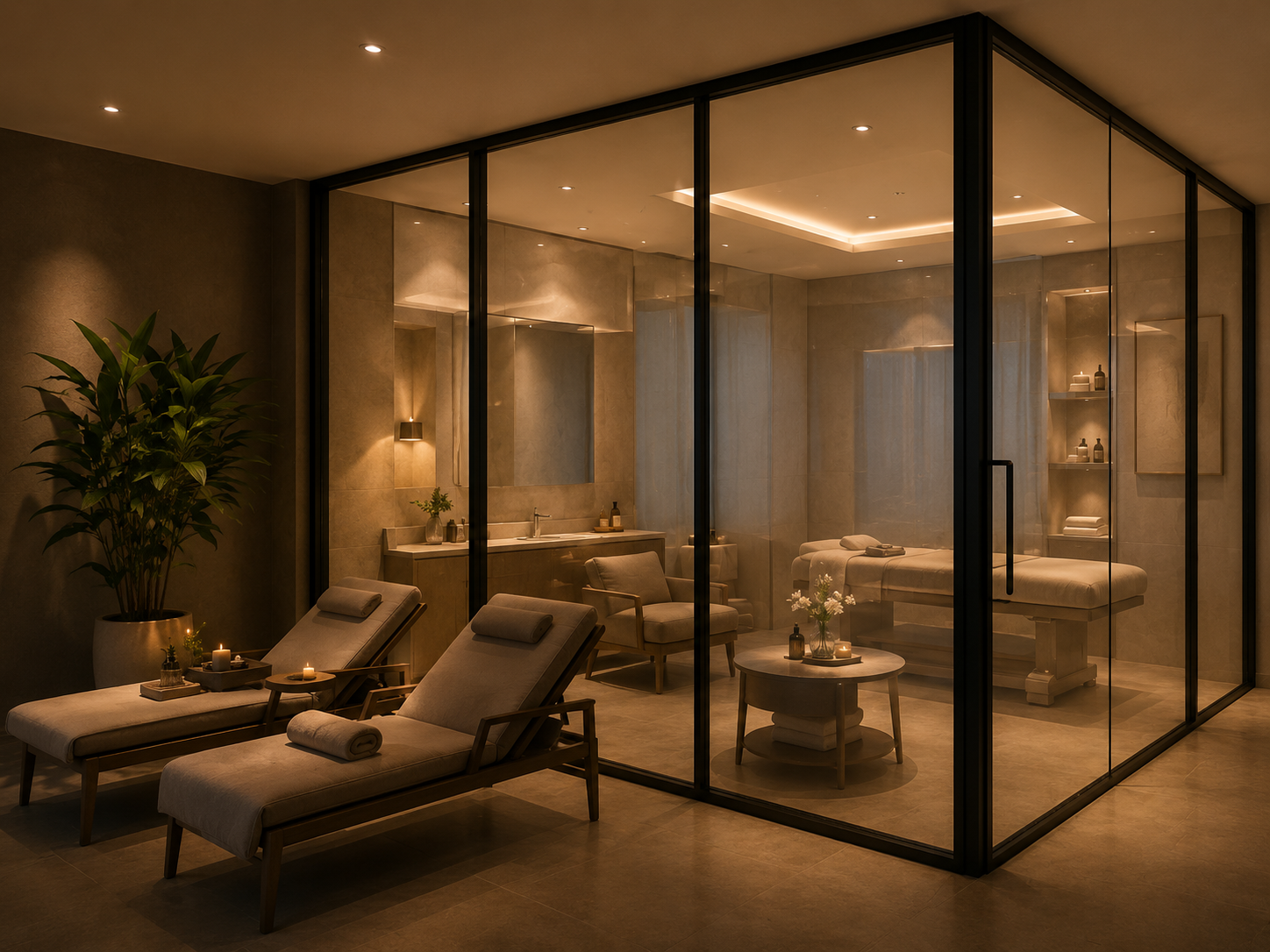 otel akıllı cam Otel spa alanında akıllı cam